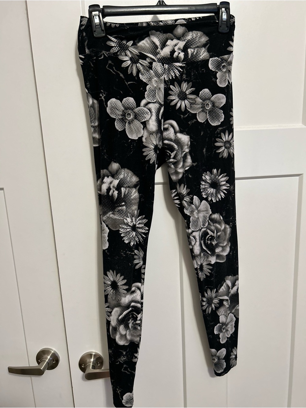 Black Floral Print Leggings for Women